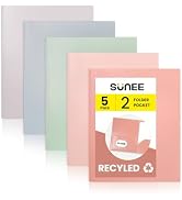 SUNEE Folders with Pockets, 5 Pack Recycled File Folders Fit 8.5x11 Letter Size Paper, Pocket Fol...