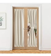 NICETOWN 100% Blackout Linen Door Curtain for French Front Door Thermal Insulated Door Curtain Pa...