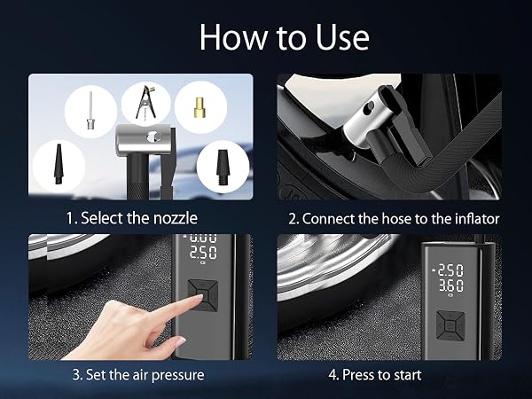 Tire Inflator Portable Air Compressor 150PSI Cordless Electric Tire Inflator Auto Tire Pump
