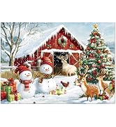 500 Piece Christmas Jigsaw Puzzle for Adults, 21" x 15" Christmas Farm Puzzle Pieces - Christmas ...