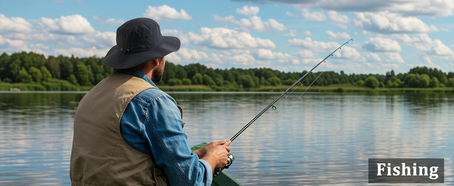 Fishing hat for men uv protection, fishing hat with wide brim protect your face