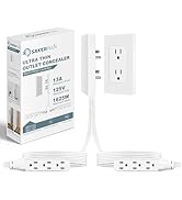 SakerPlus Outlet Concealer Power Strip-Outlet Cover Extender with 3AC Outlets-8ft Flat Plug Exten...