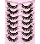Mink Lashes Fluffy 6D False Eyelashes 17mm Wispy Cat Eye Lashes that Look Like Extensions Strip L...