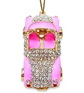 Car Ornaments, Cars Ornament for Christmas Tree, Pink Metallic Handmade with Rhinestone, Beautifu...