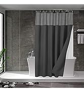 N&Y HOME Waffle Weave Shower Curtain with Snap-in Fabric Liner Set, 12 Hooks Included - Hotel Sty...