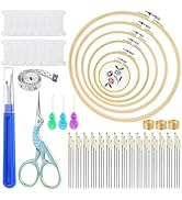 ZXIIXZ 72 Pcs Cross Stitch Supplies, Embroidery Kit for Beginners with Cross Stitch Hoops Needles...