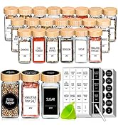 24 Spice Jars with Labels- Spice Jars with Bamboo Lids - 4 Oz Glass Spice Containers with Shaker ...