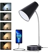 RUNTOP LED Desk Lamp, Black Desk Lamps for Home Office, Desk Light with USB Port, 5 Brightness Le...