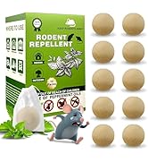 Mouse Rodent Repellent,10 Pack Peppermint Oil Mouse Repellent Balls for Rats Mice Deterrent, Natu...
