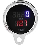 Qiilu Tachometer,2 in 1 Motorcycle LED Digital Voltmeter Tachometer Gauge Metal Odometer Speedometer
