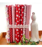 7Pcs Square Shape, Flower, Striped, Polka Dot Cotton Fabric Fabric for Sewing, 25x25cm Cotton Fab...