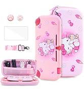 HYPERCASE Pink Switch Lite Carrying Case of Hello Kitty, Cute Accessories Bundle Kit for Travel P...