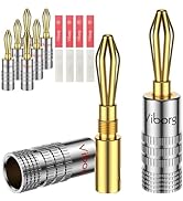Viborg HiFi Speaker Banana Connectors, 4Pairs, 24K Gold-Plated Banana Plug, Dual Screws Locking, ...