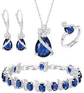EVER FAITH Wedding Prom Four Clovers Jewelry Set for Women, Teardrop Cubic Zirconia Necklace Hoop...