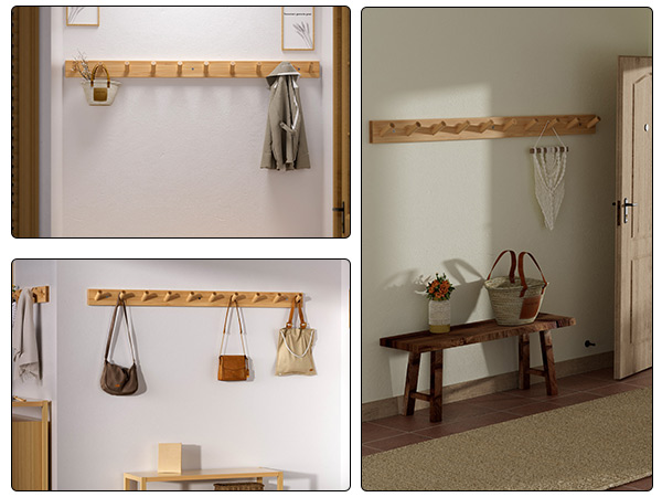 Entrance Elegance: Keep Your Entryway Tidy with Our Bamboo Coat Rack for Hats and Bags