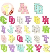 MXCOIRTP 52 Pcs Self-Adhesive Chenille Letters Patches, A-Z Alphabet Applique Patches Stick on Le...