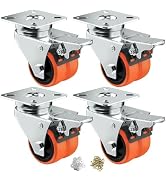 ASHGOOB Caster Wheels, 2inch Casters Set of 4 Heavy Duty, Two-Wheeled Orange TPE Casters with Bra...