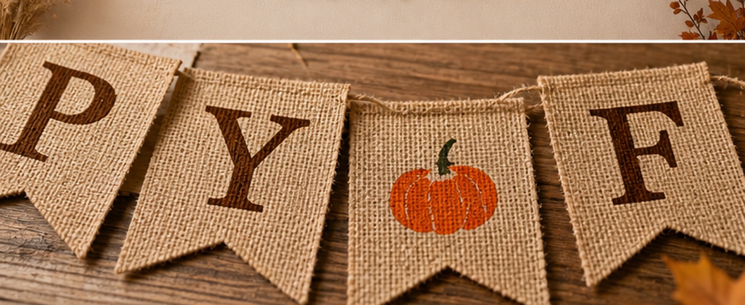 Happy Fall Pumpkin Burlap Banner