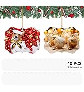 40 pcs Metal Sublimation Ornament Blank,Double Sided Sublimation Ornaments,Christmas Ornaments Su...