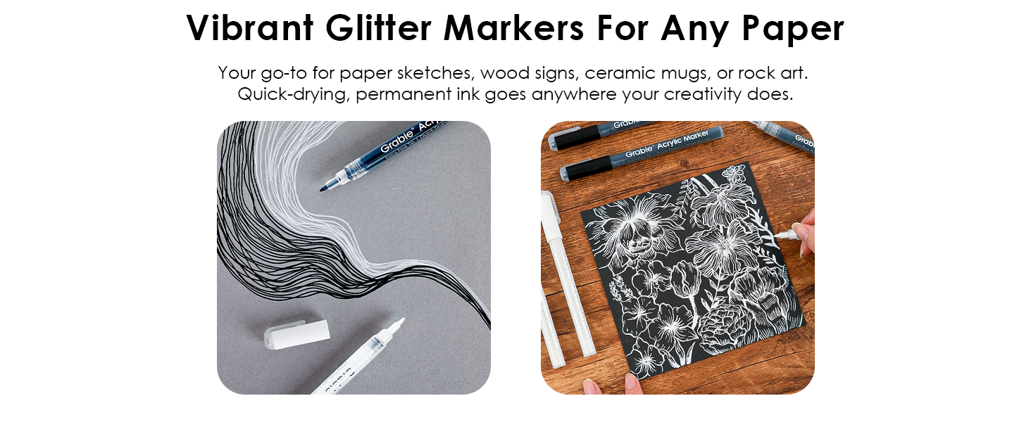 black acrylic markers