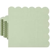 50 Pieces 3-ply Sage Green Scalloped Paper Napkins Beverage Napkins Disposable for Wedding Birthd...