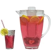 2 Liter Clear Acrylic Pitcher with Ice Chamber and Fruit Infuser – Perfect Beverage Dispenser for...