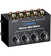 CAMWAY Audio Mixer 4 Channel - Mini RCA Stereo Audio Mixer for PC, X-box,PS4 Gaming,TV,PC,Music,S...