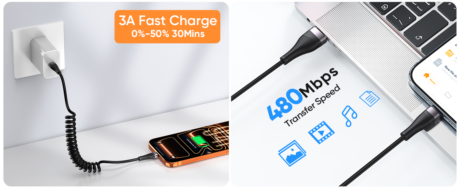 coiled usb c to usb c cable