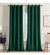 Joydeco Dark Green Velvet Curtains 84 Inches Length, Grommet Curtains 2 Panels, Thermal Insulated...