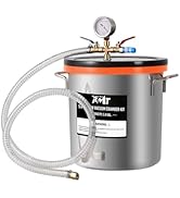 PB Motor Tech 5 Gallon Stainless Steel Vacuum Chamber with Tempered Glass Lid, 18.9L Degassing Ch...