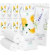60 Hot or Cold Wrapped Moist Towels – 9'' x 9" Moist Towelettes Individually Wrapped Scented Disp...