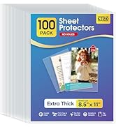 KTRIO No Holes Sheet Protectors 8.5 x 11 Inch Heavy Duty Clear Page Protectors, Plastic Paper Doc...