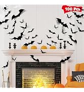 LUDILO 100Pcs Bats Halloween Decorations: Halloween Bats Wall Décor Sticker | PVC 3D Bats Wall St...