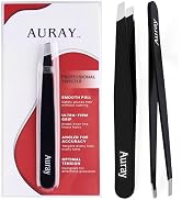 Eyebrow Tweezers Stainless Steel Facial Hair Removal Tweezers for Men & Women in Black with Slant...