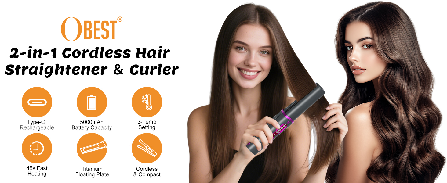 Cordless hair straightener brush Cordless hair steamer cordless hair styling tools