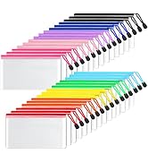 SUNEE Mesh Zipper Pouch 4x9 in (10 Colors, 30 Packs), Mesh Bags with Zipper for School Office Sup...