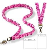 POPLOPP Scrunchie Lanyard with ID Badges Holder for Women, Stretchy Lanyards for Teachers, Cute N...