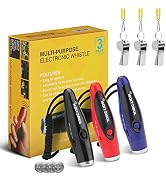 Electronic Whistle, 3 Pack Handheld Electronic Whistles Electric Whistle with Lanyard Three Tone ...