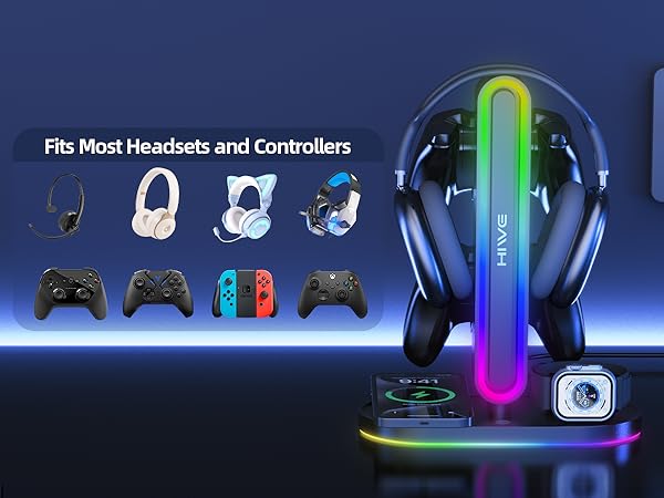 RGB Headphone Stand with Wireless Charging