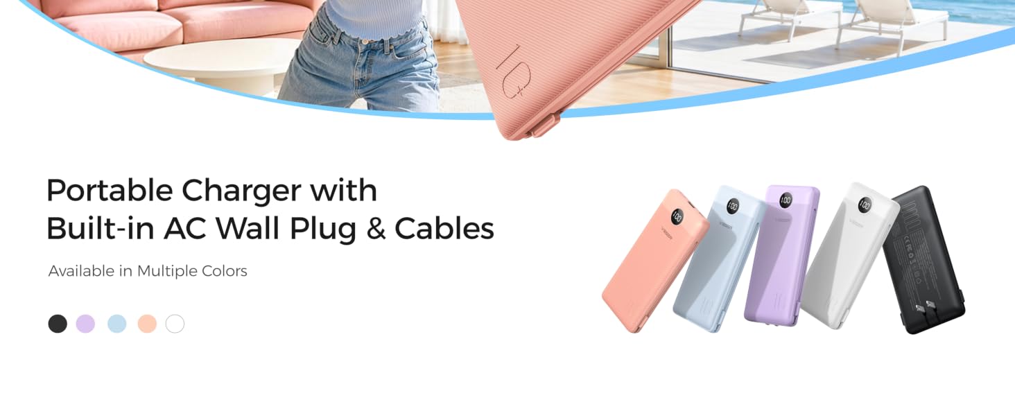portable charger with built in cable