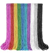 100 PCS Mardi Gras Beads Necklaces, 10 Colors 33 Inch Colorful Bead Necklaces Bulk Party Beads Ne...