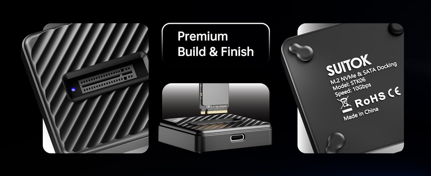 Dual protocol M.2 reader supporting both NVMe PCIe and SATA NGFF SSDs.