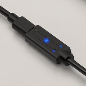 Close-up of a USB-C to 3DS charging adapter with blue LED indicator.