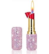 Luxury Lipstick Lighter, Cute Bling Rhinestone Soft Flame Refillable Butane Lighter with Adjust F...