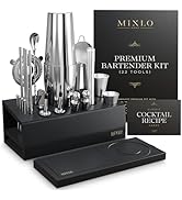 MIXLO HOME Mixology Bartender Kit - 22Pcs Bar Set Cocktail Shaker Set w Black Bar Cart Accessorie...