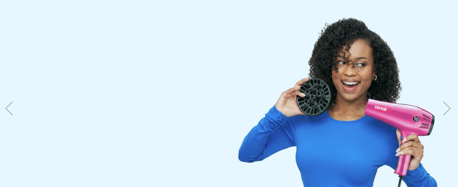 Woman holding dryer and diffuser