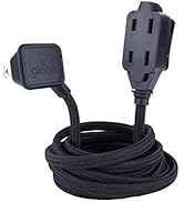 Globe Electric 22810 Designer Series 9ft Fabric Extension Cord, 3 Polarized Outlets, Right Angle ...