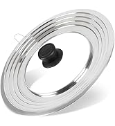 Universal Lid for Pots and Pans Skillets, Stainless Steel Pan Cover fit Fits 8.2-12.5 Inch Cookwa...