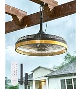 addlon Outdoor Ceiling Fan with Light for Patios, 20 inch Black Waterproof Gazebo Fan Remote&APP ...