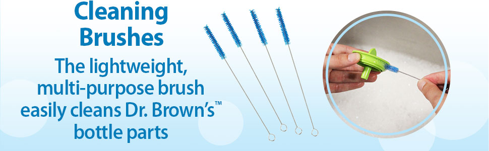 Cleaning brushes are lightweight multi-purpose + easily clean Dr. Brown's parts, straws + spouts